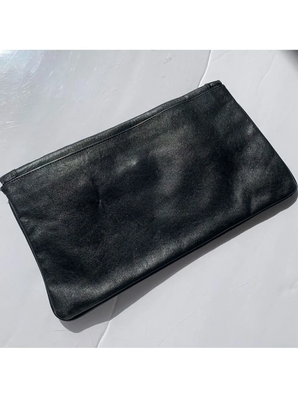 VINTAGE Genuine Leather envelope style clutch evening casual minimalist